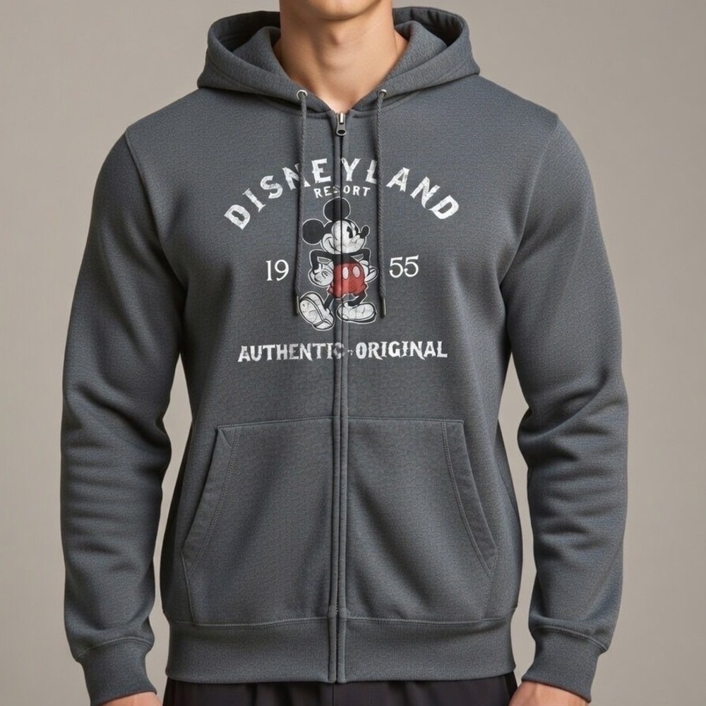 Disney Parks Disneyland Resort Mickey Mouse 1955 Authentic Zip Up Hoodie Men 2XL